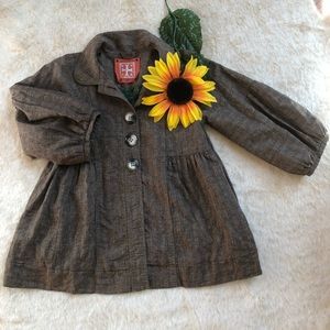 Free people bubble sleeve brown button jacket